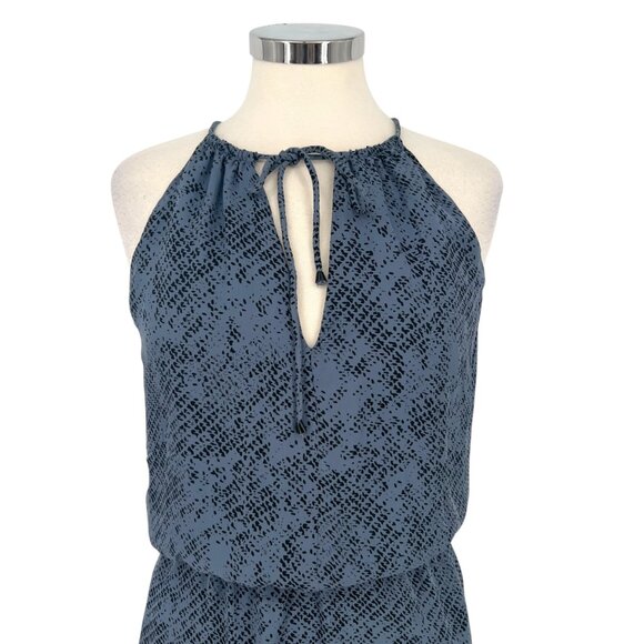 Parker Silk Halter Printed Mini Dress Blue Black Size Small - Picture 4 of 11